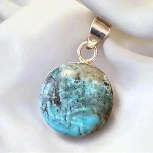 Two-Sided Circular Turquoise Sterling Silver Pendant